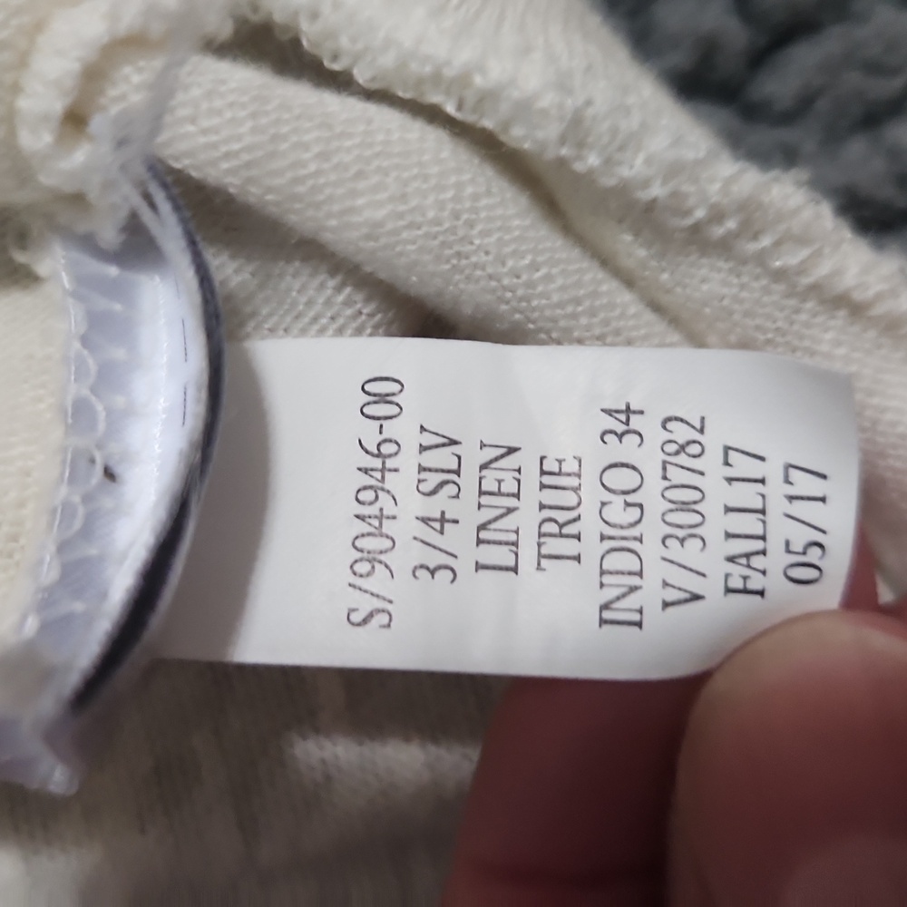 Women's Gap linen jersey t-shirt size small white and dark blue - Picture 4 of 6